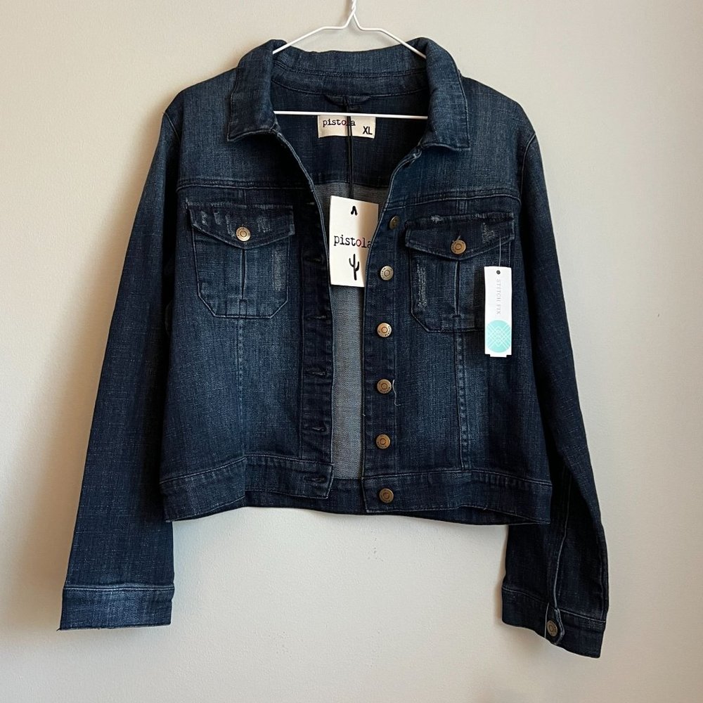 Pistola Womens Sz XL Denim Stretch Trucker Jean Jacket Stitch Fix New